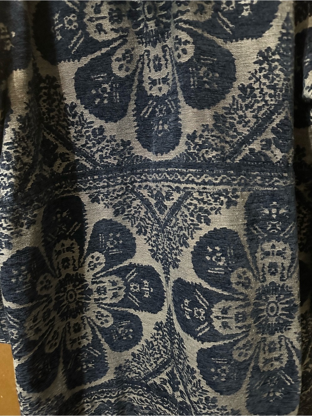Anthropologie Blue Chenille Tapestry Patterned Long Women's Coat Parka Sz 1X - Picture 11 of 16